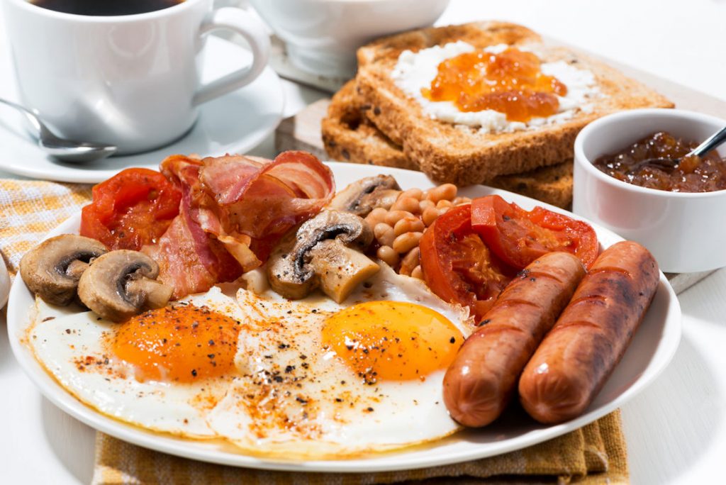 traditional english breakfast, closeup