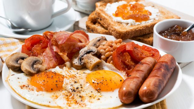 traditional english breakfast, closeup